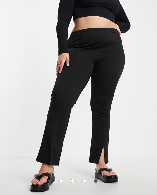 ASOS DESIGN – Svarta skinny byxor med hög midja och slits framtill