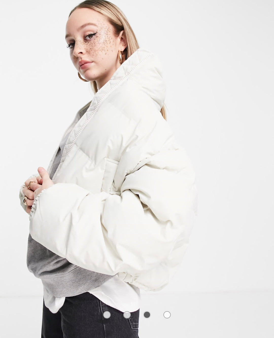 Weekday Promis padded jacket in cream