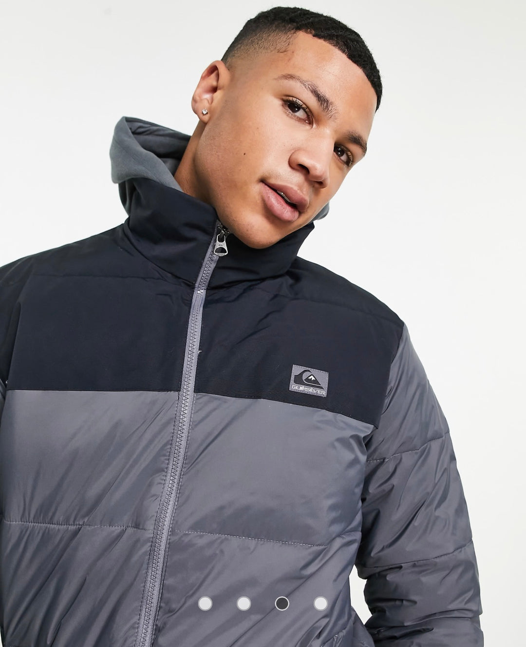 Quiksilver wolf shoulders puffer jacket in grey