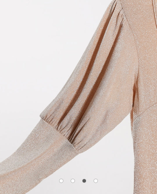 AX Paris puff sleeve mini dress in metallic light pink in beige