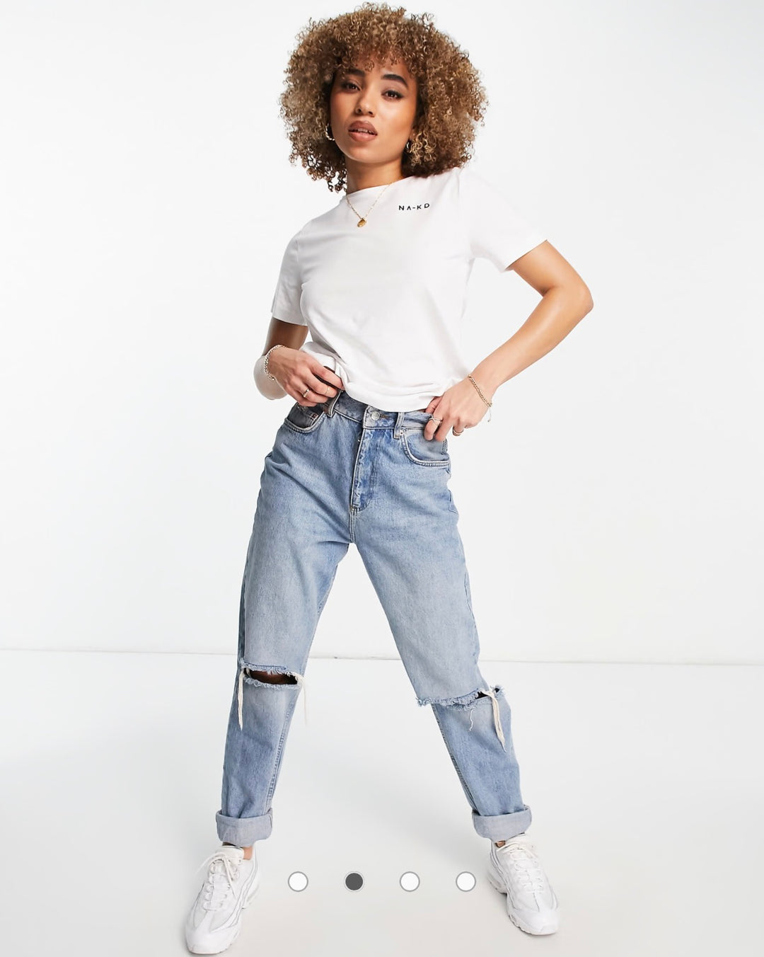 NA-KD organic cotton logo print t-shirt in white