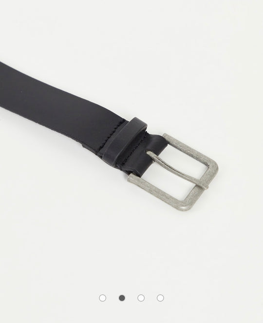ASOS DESIGN leather wide belt in black with antique silver buckle