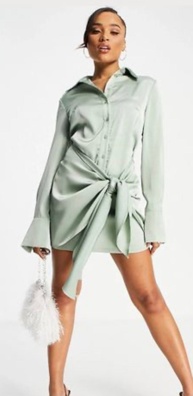 Aria Cove collar detail button through shirt dress