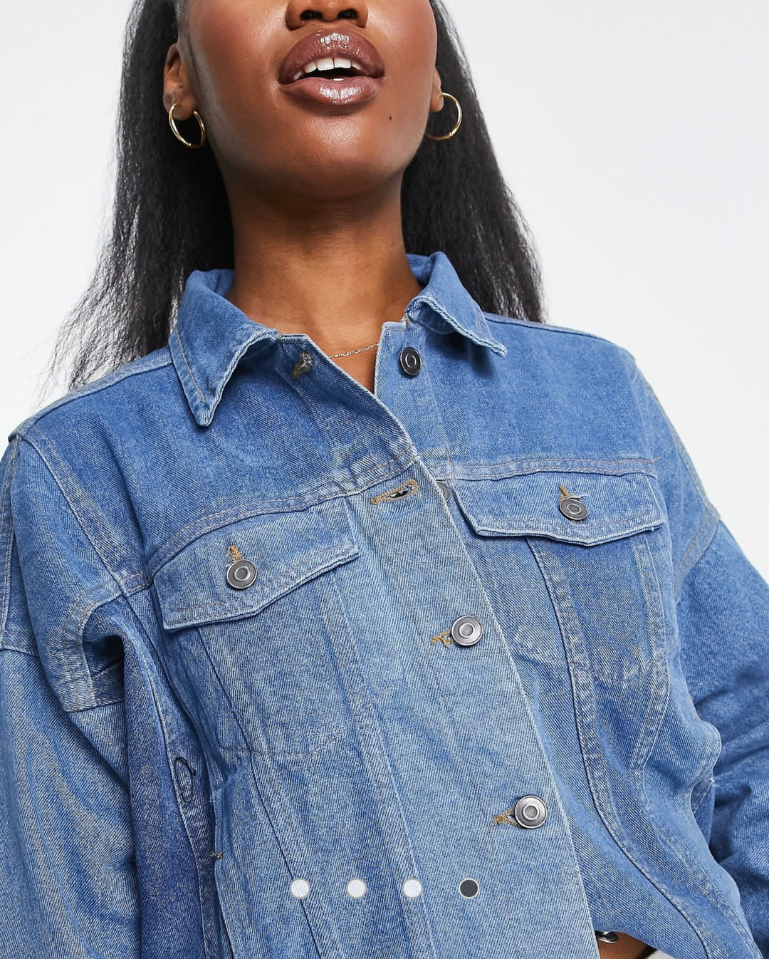 Brave Soul tigerlily two tone denim jacket in blue
