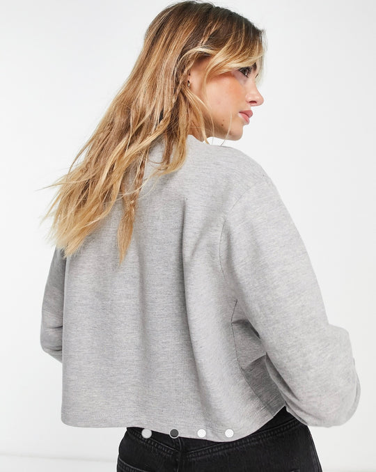 Brave Soul tina cropped sweatshirt in grey