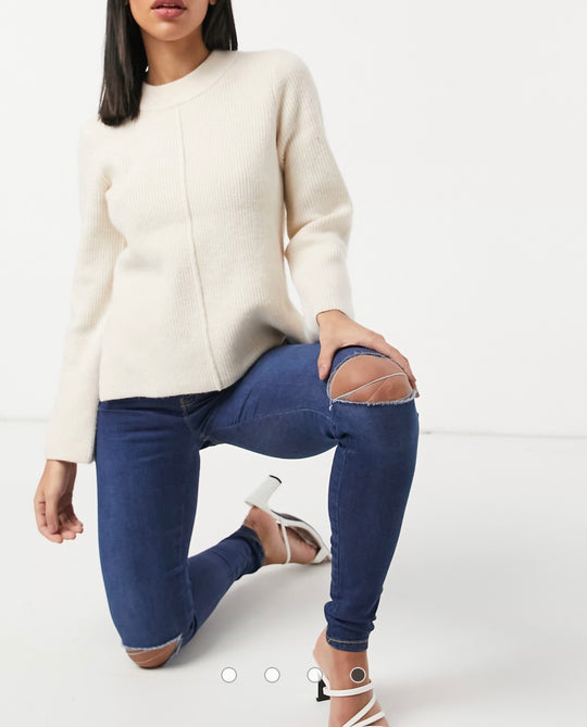 Dr Denim Plenty skinny jeans with ripped knee in paradise dark blue