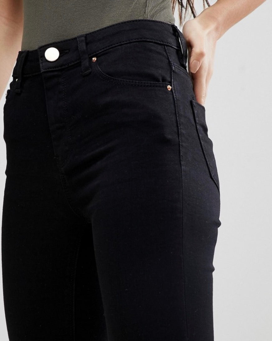 ASOS DESIGN petite high rise ridley 'skinny' jeans in black