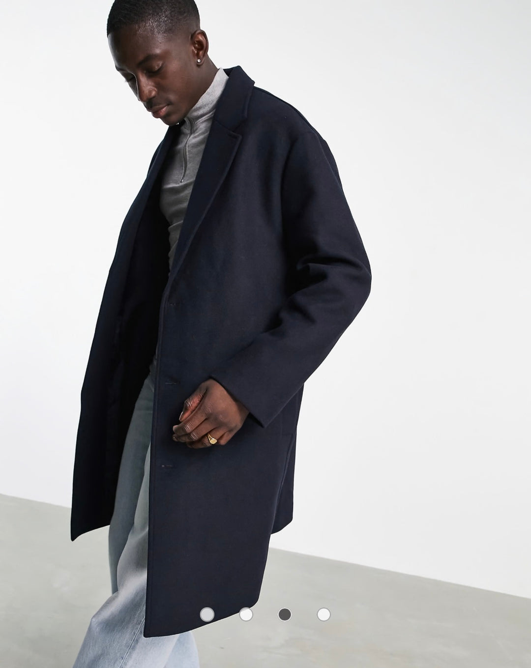 ASOS DESIGN relaxed fit wool mix overcoat in Navy