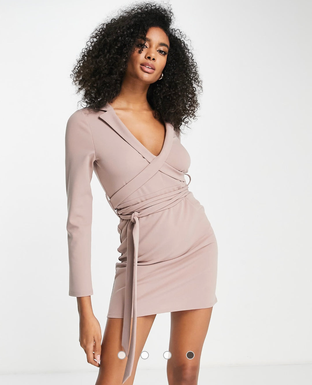 ASOS DESIGN blazer dress with wrap around detail in taupe