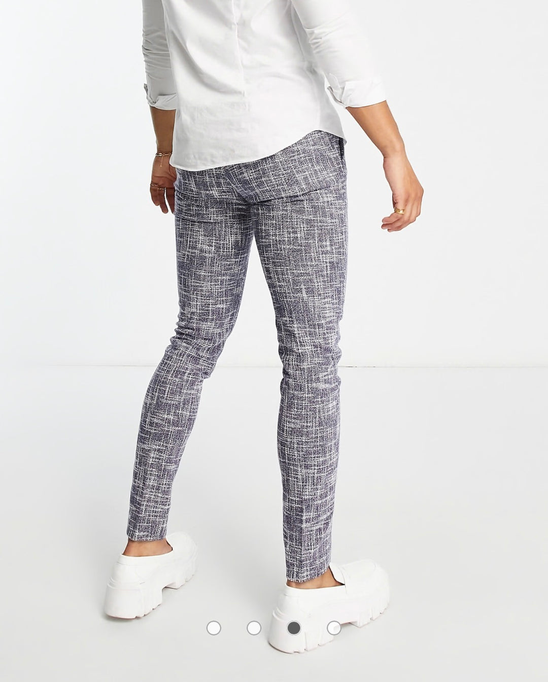 ASOS DESIGN smart skinny trousers with cotton mix micro texture in navy