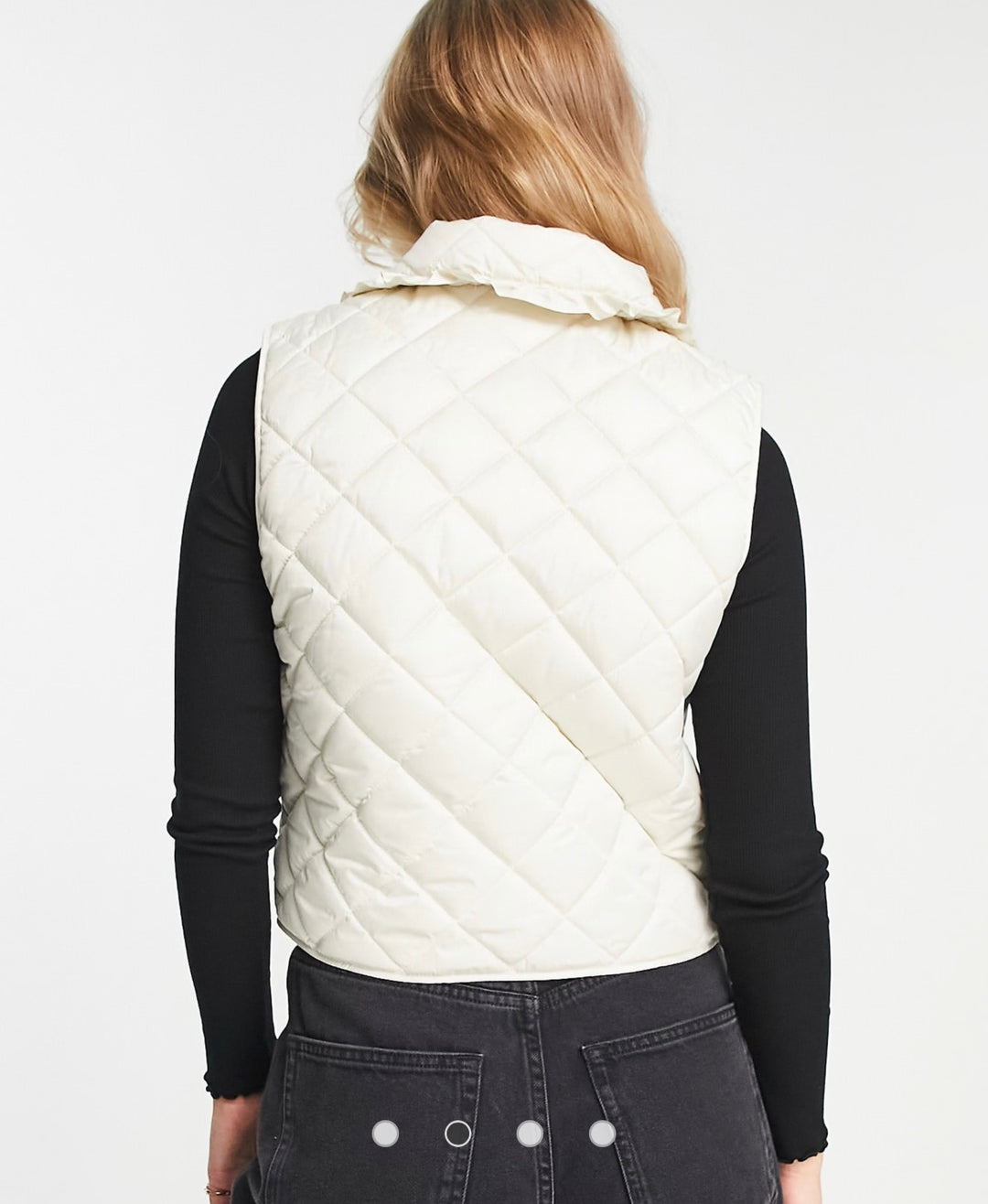 Monki knitted vest with collar in cream