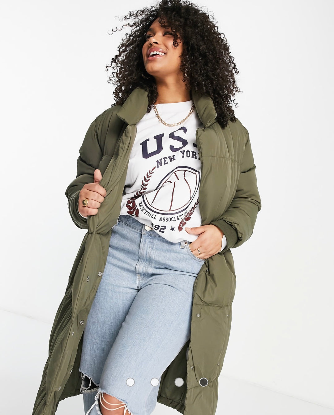 Threadbare Plus Kiwi oversized duvet maxi coat in khaki