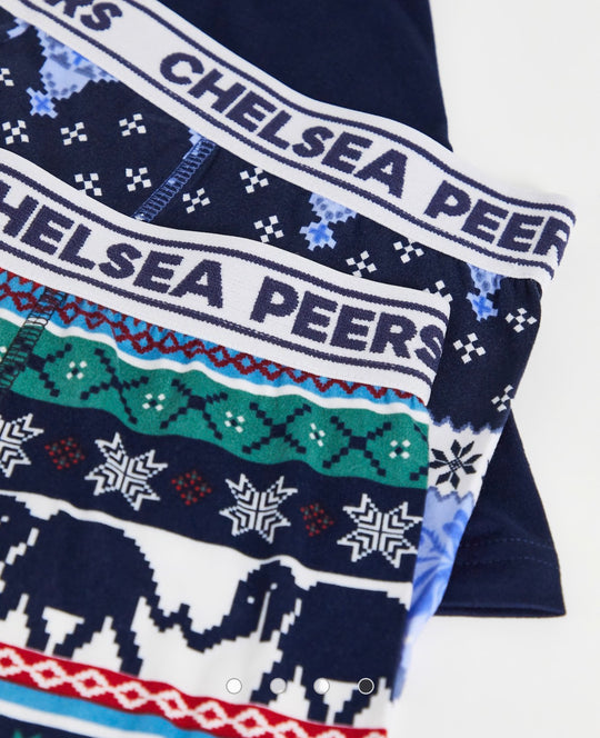 Chelsea Peers 3 pack fairisle boxers in blue