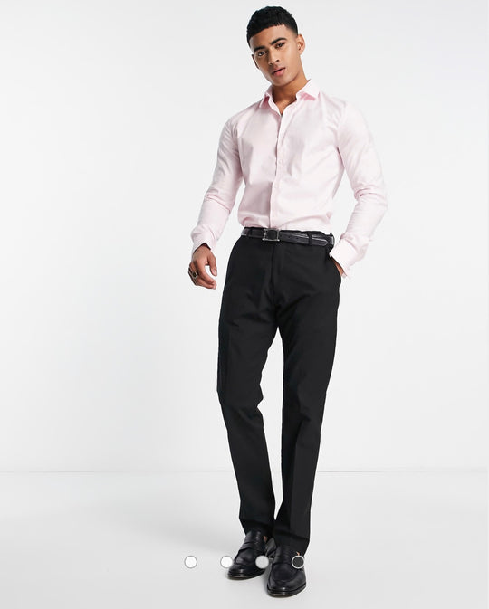 ASOS DESIGN royal oxford shirt with double cuff in pink