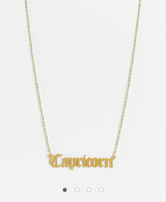 DesignB London Capricorn star sign stainless steel necklace in gold