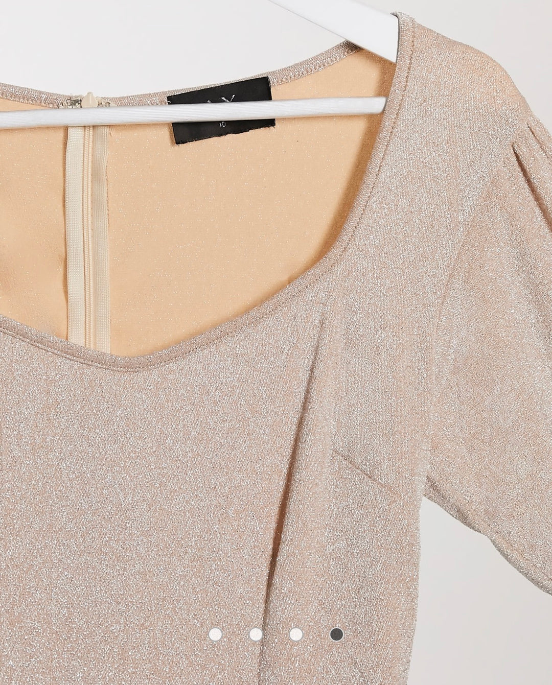 AX Paris puff sleeve mini dress in metallic light pink in beige