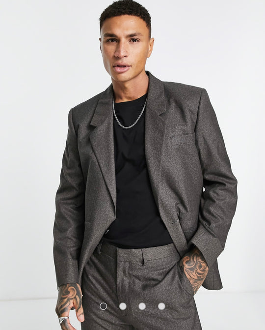 ASOS DESIGN power shoulder suit jacket in gray
