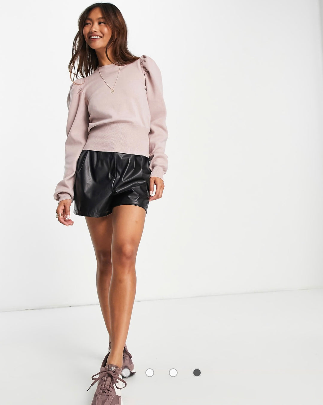 Fashion Union puff sleeve knitted jumper in dusky pink