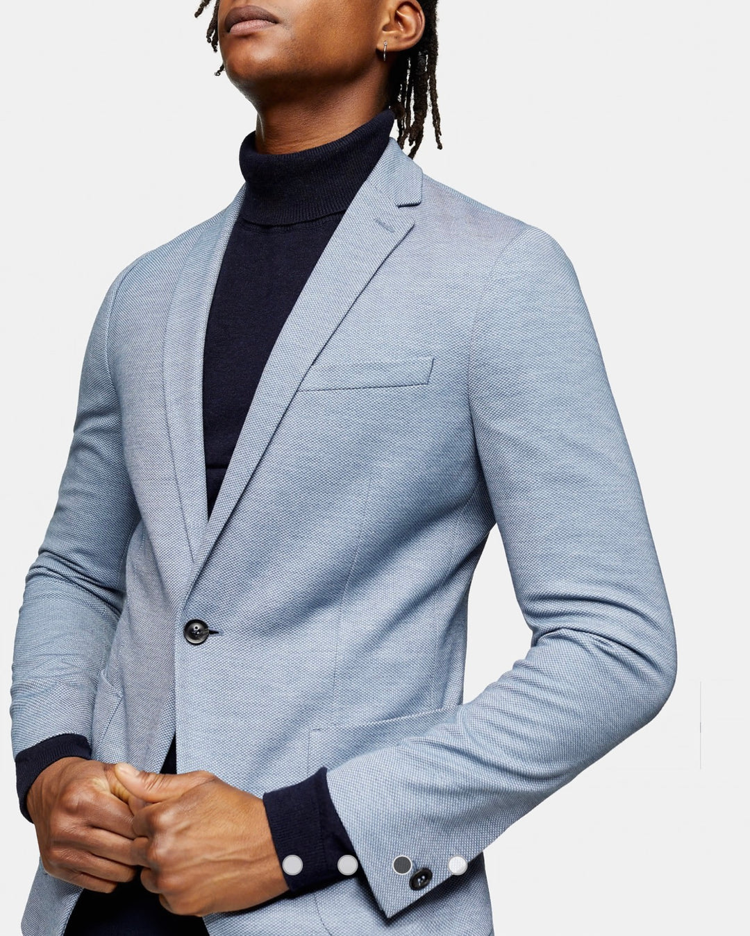 Topman skinny single breasted blazer in blue marl