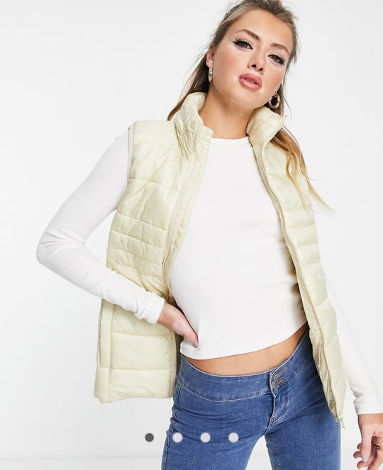 Brave Soul Tall bexley padded gilet in cream