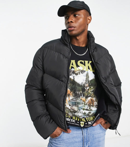ASOS DESIGN puffer jacket in black