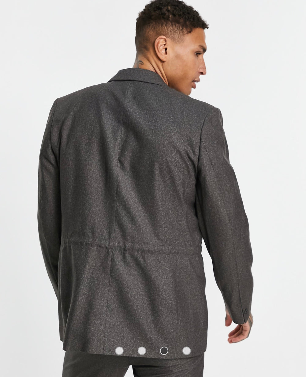 ASOS DESIGN power shoulder suit jacket in gray