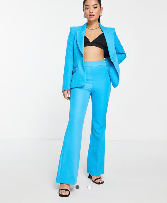 River Island Petite fitted tailored blazer co-ord in blue-bright