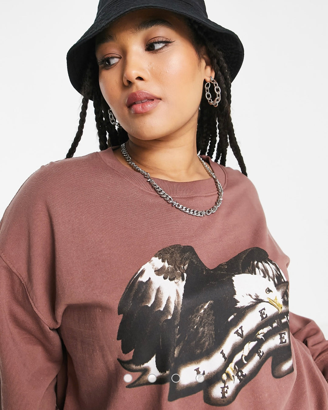 Daisy Street boxy fit washed brown sweatshirt with eagle graphic
