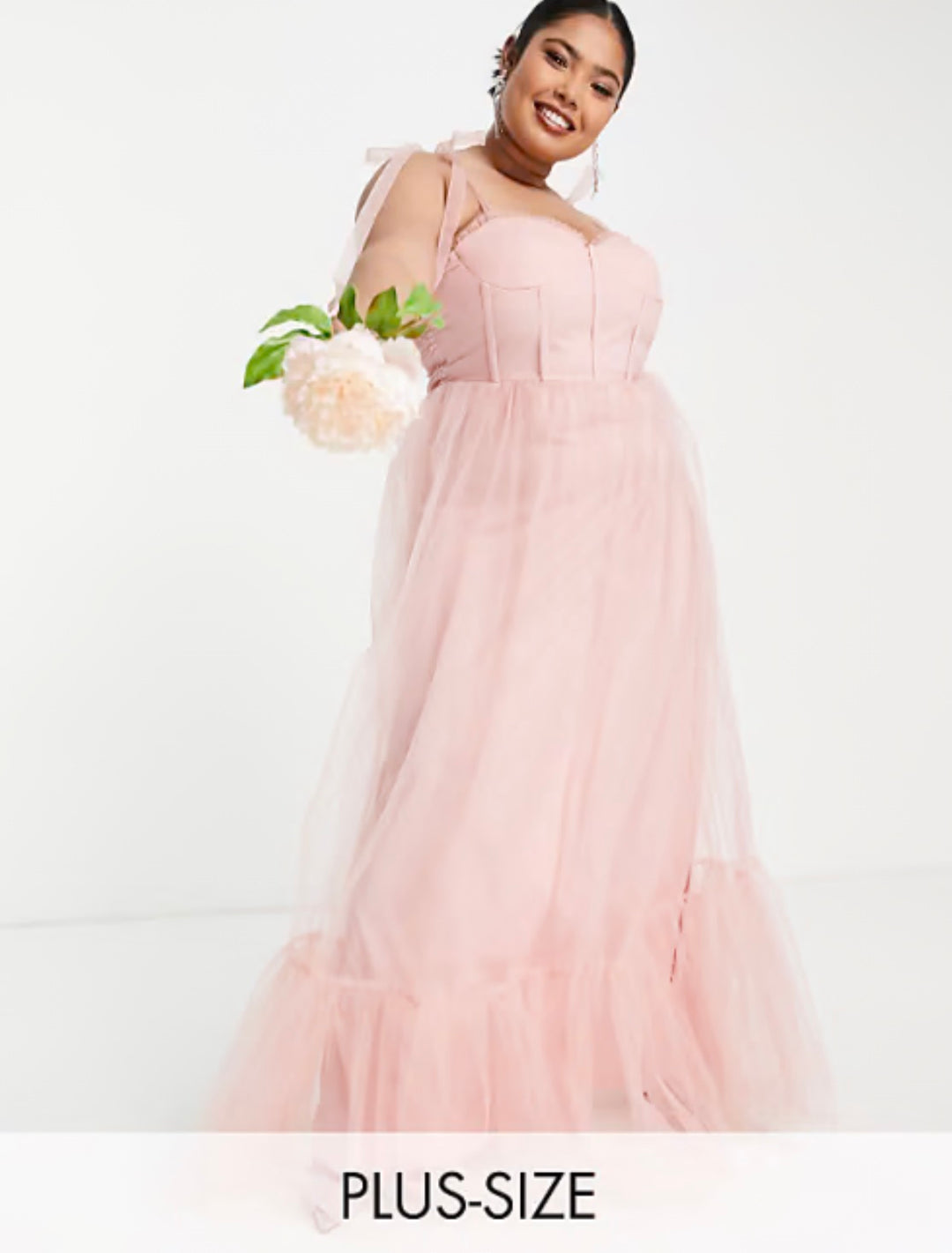 Lace & Beads Plus Bridesmaid Phoenix corset tulle dress in pink