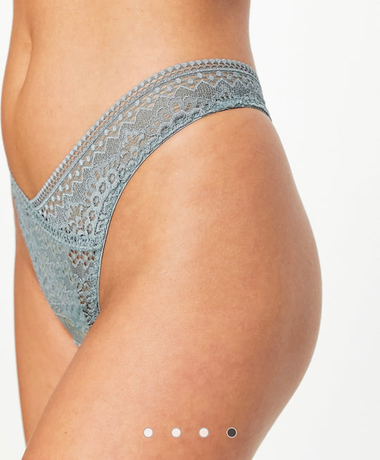 Hunkemoller Clea high leg lace string thong on light green