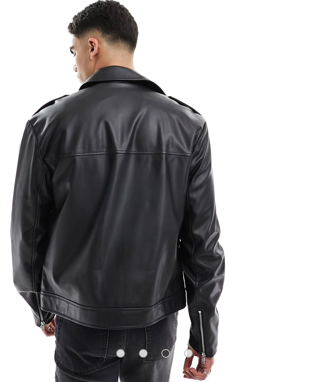 ASOS DESIGN faux leather biker jacket in black