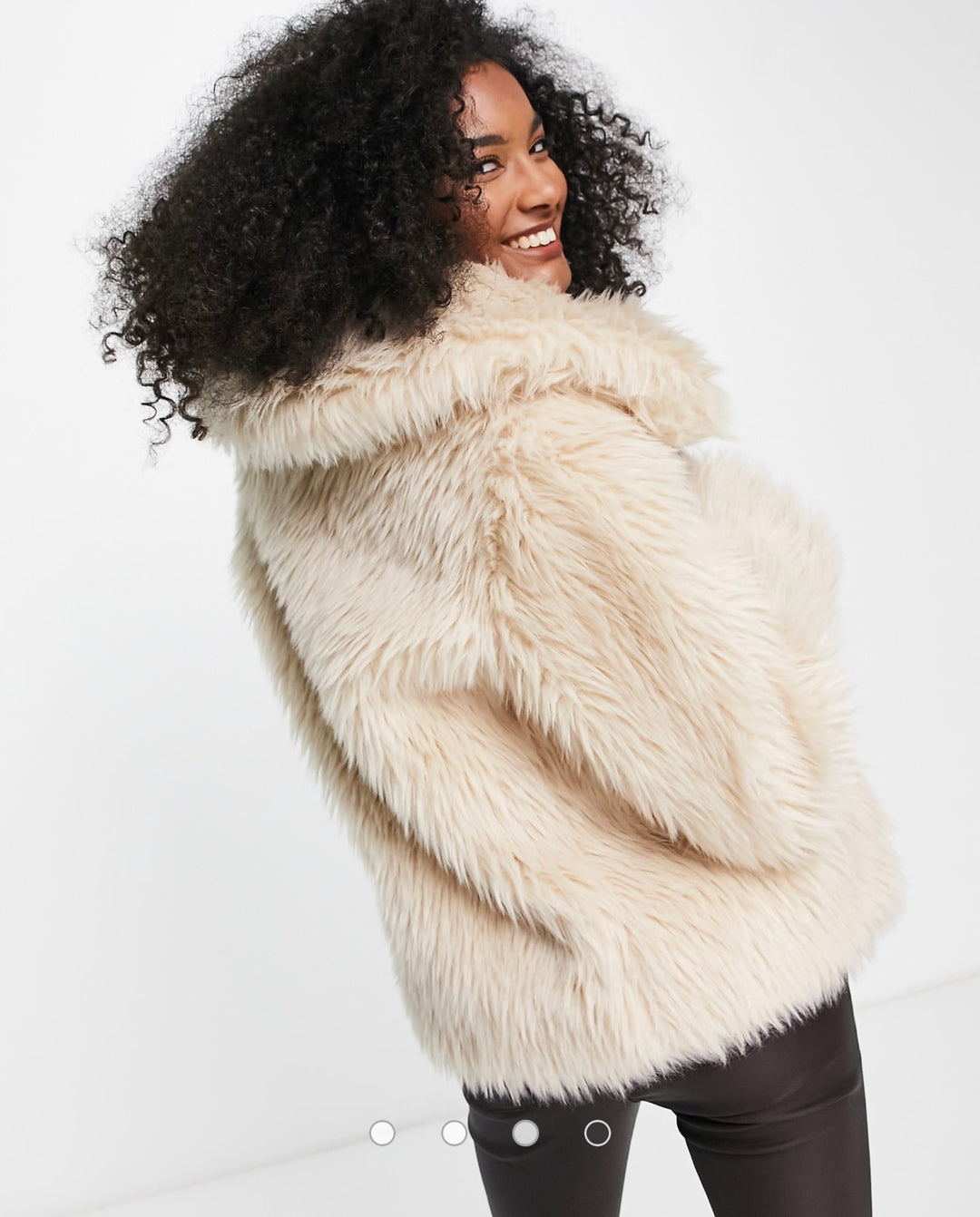 & Other Stories faux fur short coat in cream