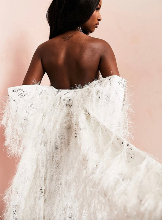 ASOS LUXE Wedding all over feather mini dress
