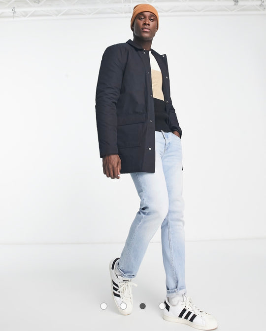 ASOS DESIGN padded trench coat with quilted lining in black