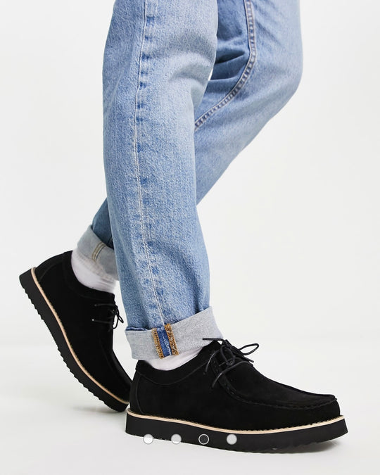 Truffle Collection lace up rub shoes in black