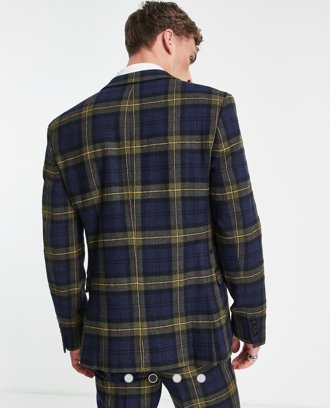 ASOS DESIGN slim suit jacket in blue and yellow