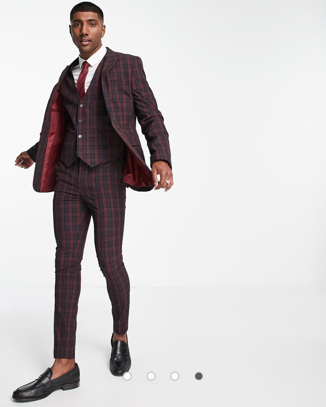 ASOS DESIGN wedding super skinny suit jacket in burgundy