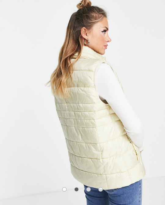 Brave Soul Tall bexley padded gilet in cream