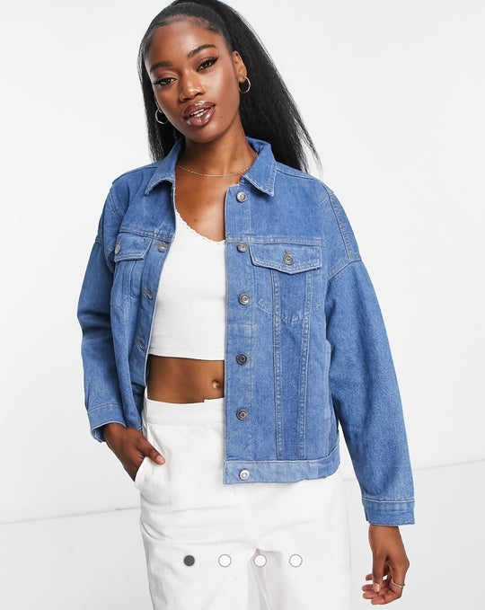 Brave Soul tigerlily two tone denim jacket in blue