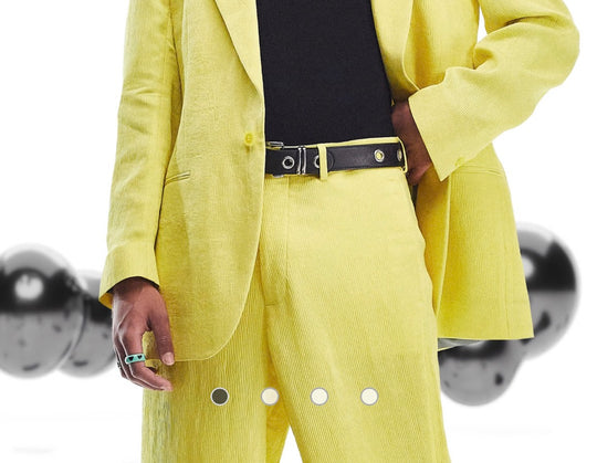 ASOS DESIGN wide leg suit trousers in yellow crinkle