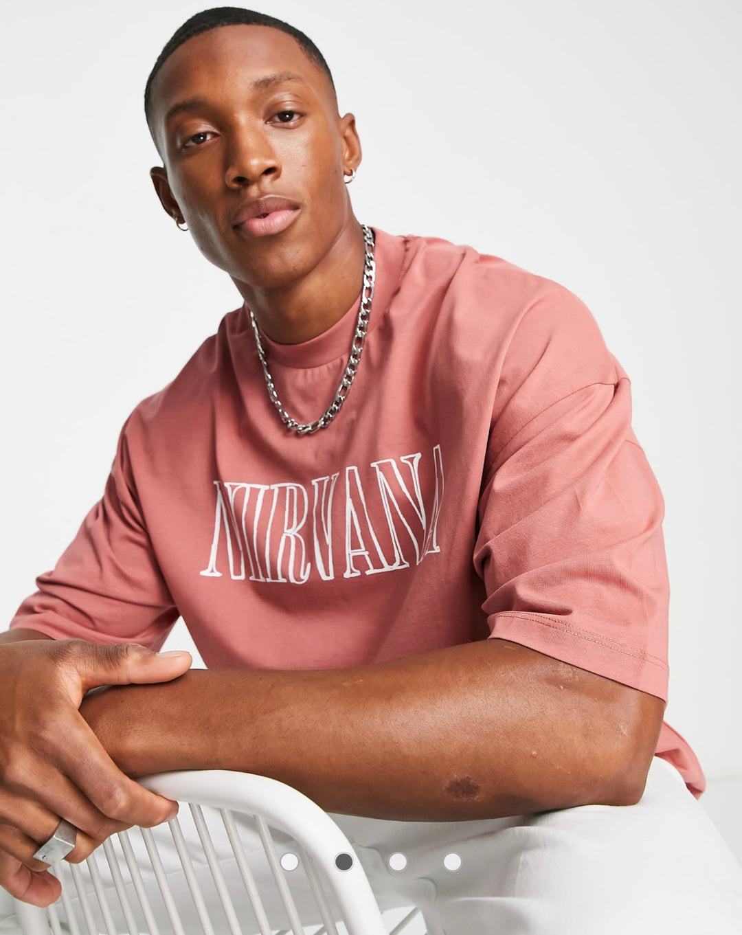 ASOS DESIGN oversized T-shirt with Nirvana print in red