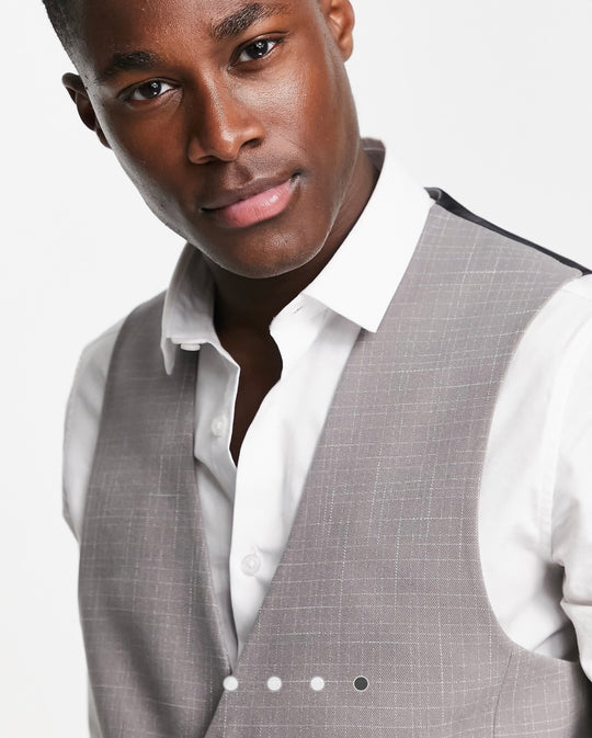 ASOS DESIGN wedding slim waistcoat in charcoal crosshatch