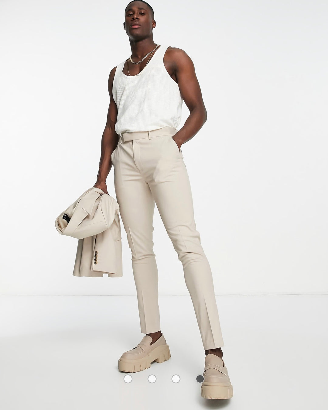 ASOS DESIGN skinny suit trousers in stone
