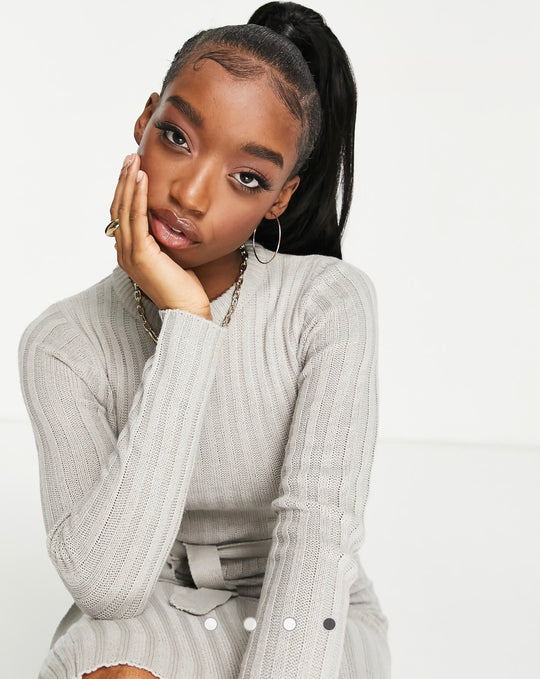 Brave Soul eddie side split knitted dress