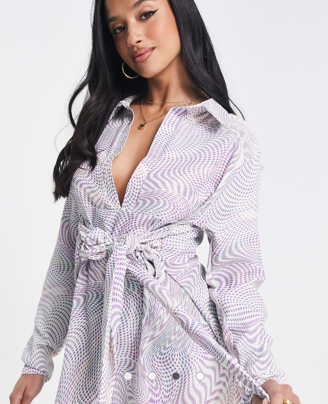 I Saw It First Petite tie waist dress in swirl print