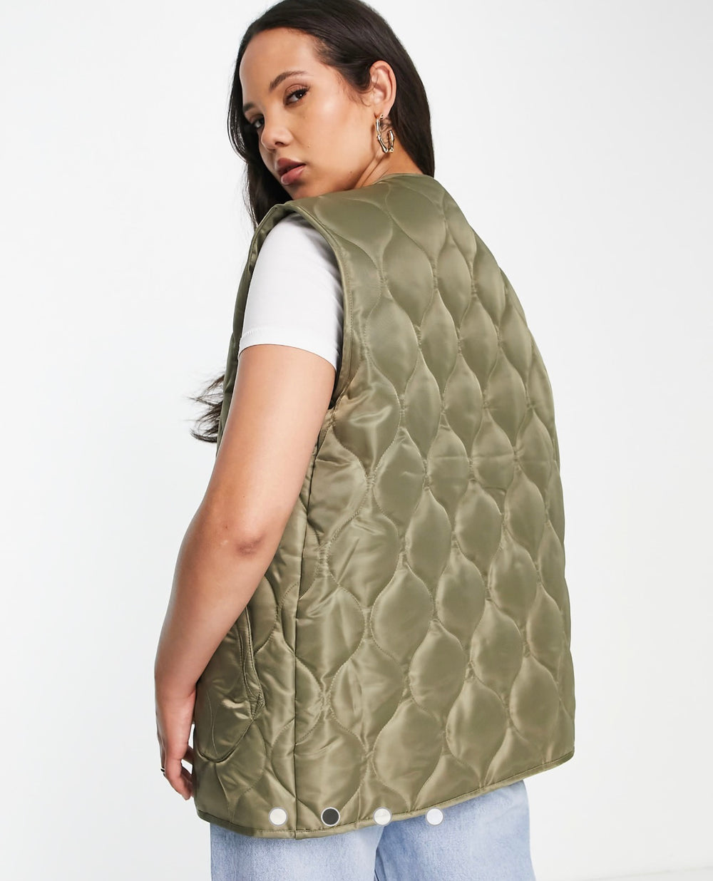 ASOS DESIGN Tall nylon onion quilted gilet in khaki