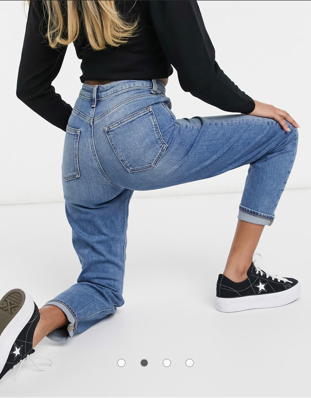 ASOS DESIGN Petite high rise farleigh in midwash