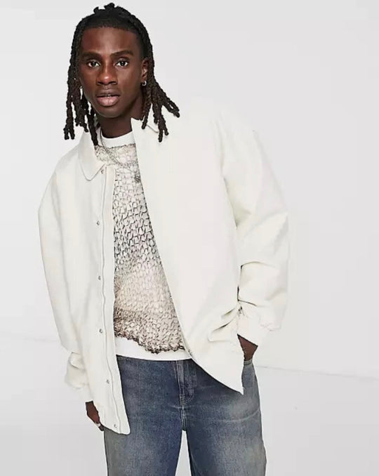 ASOS DESIGN extreme oversized faux leather bomber in beige