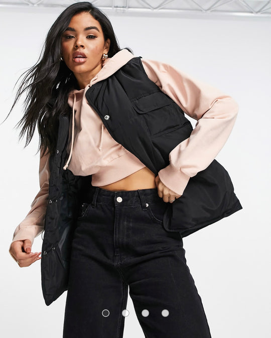 QED London padded gilet in black