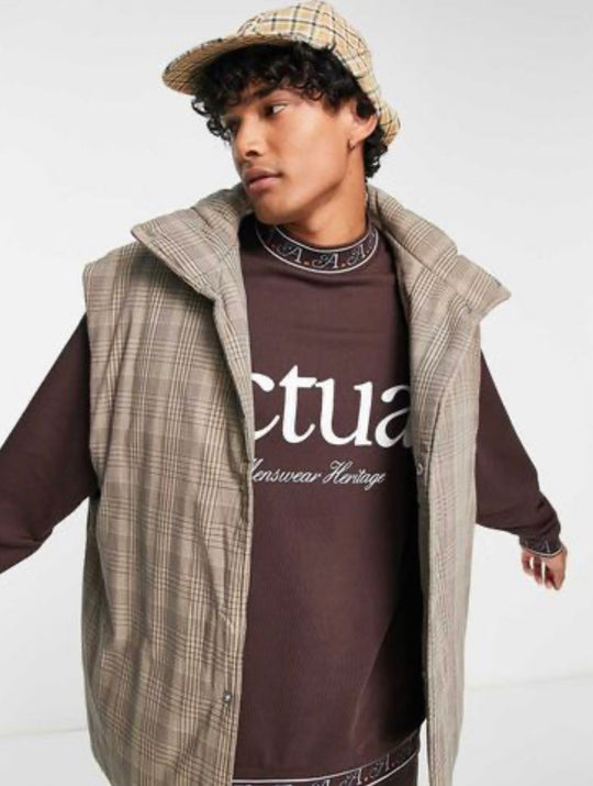 ASOS DESIGN check gilet in brown